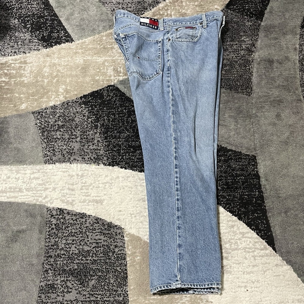 Tommy Hilfiger Baggy Jeans Men 34x30 Blue Denim Skater Wide Leg Grunge Rap VTG - Picture 12 of 15